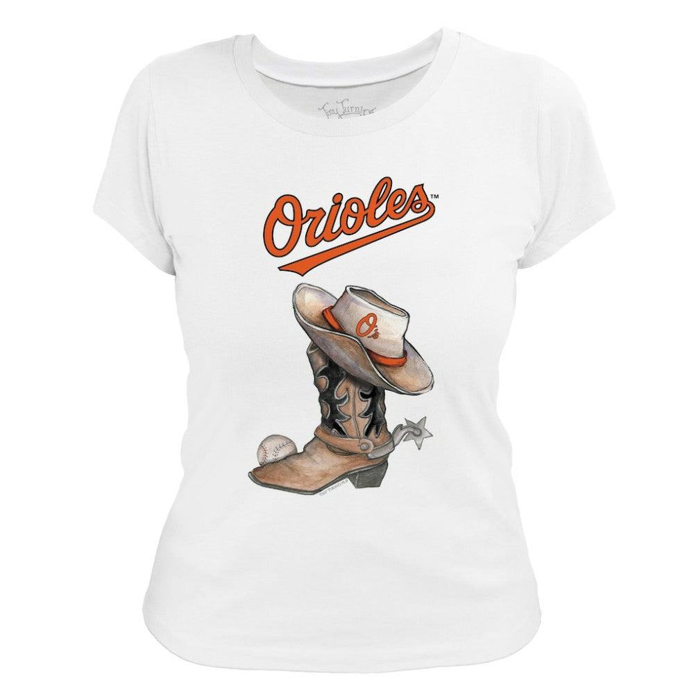 Baltimore Orioles Tiny Turnip Women's Cowboy Boot T-Shirt - MLB