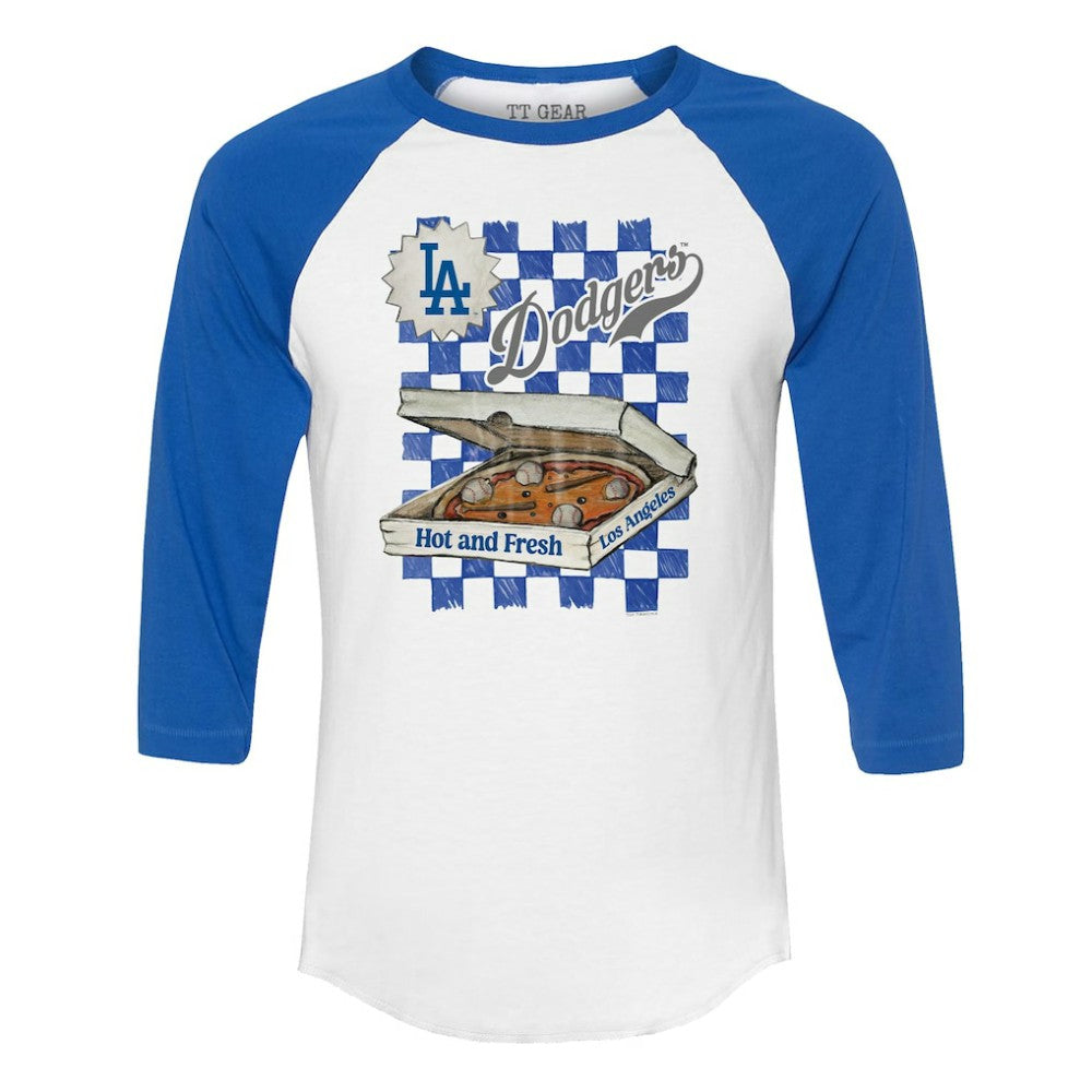 Los Angeles Dodgers Tiny Turnip Women's Pizza 3/4-Sleeve Raglan Baseball T-Shirt - MLB