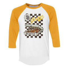 San Diego Padres Tiny Turnip Women's Pizza 3/4-Sleeve Raglan Baseball T-Shirt - MLB