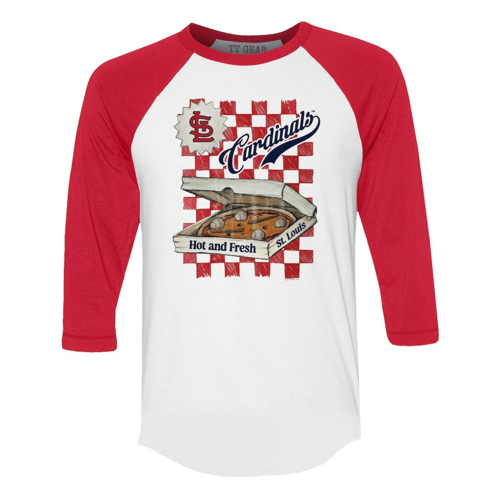 St. Louis Cardinals Tiny Turnip Women's Pizza 3/4-Sleeve Raglan Baseball T-Shirt - MLB
