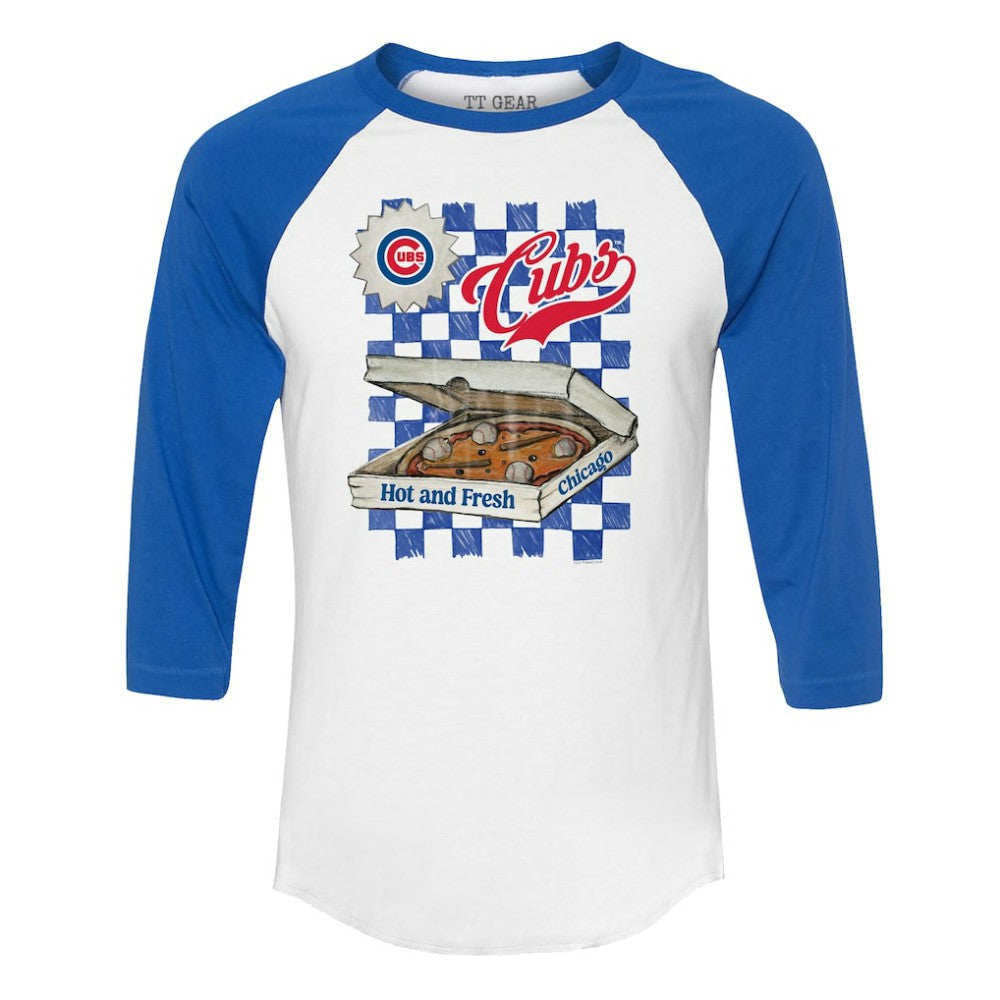 Chicago Cubs Tiny Turnip Women's Pizza 3/4-Sleeve Raglan Baseball T-Shirt - MLB