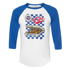 Chicago Cubs Tiny Turnip Women's Pizza 3/4-Sleeve Raglan Baseball T-Shirt - MLB