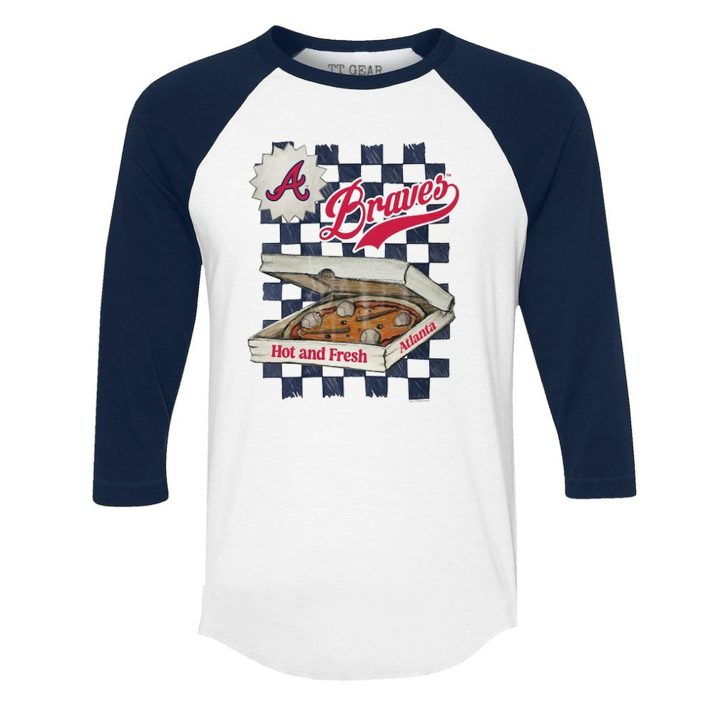 Atlanta Braves Tiny Turnip Women's Pizza 3/4-Sleeve Raglan Baseball T-Shirt - MLB