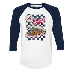 Atlanta Braves Tiny Turnip Women's Pizza 3/4-Sleeve Raglan Baseball T-Shirt - MLB