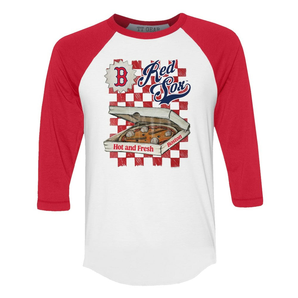 Boston Red Sox Tiny Turnip Women's Pizza 3/4-Sleeve Raglan Baseball T-Shirt - MLB