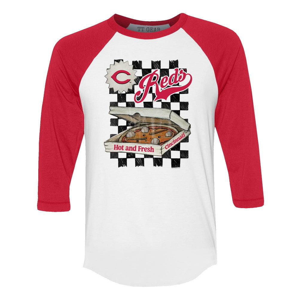 Cincinnati Reds Tiny Turnip Women's Pizza 3/4-Sleeve Raglan Baseball T-Shirt - MLB