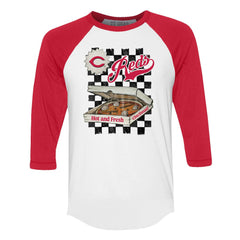 Cincinnati Reds Tiny Turnip Women's Pizza 3/4-Sleeve Raglan Baseball T-Shirt - MLB
