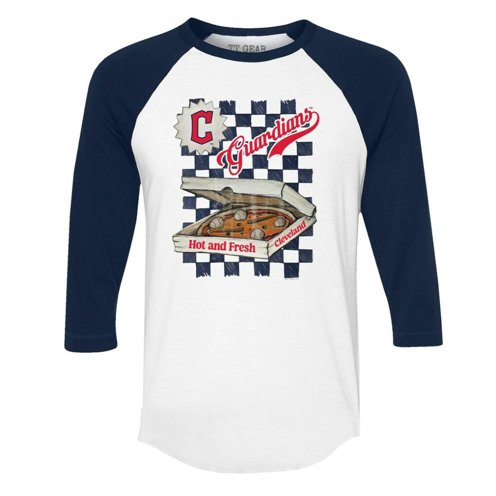 Cleveland Guardians Tiny Turnip Women's Pizza 3/4-Sleeve Raglan Baseball T-Shirt - MLB