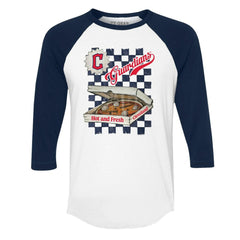 Cleveland Guardians Tiny Turnip Women's Pizza 3/4-Sleeve Raglan Baseball T-Shirt - MLB