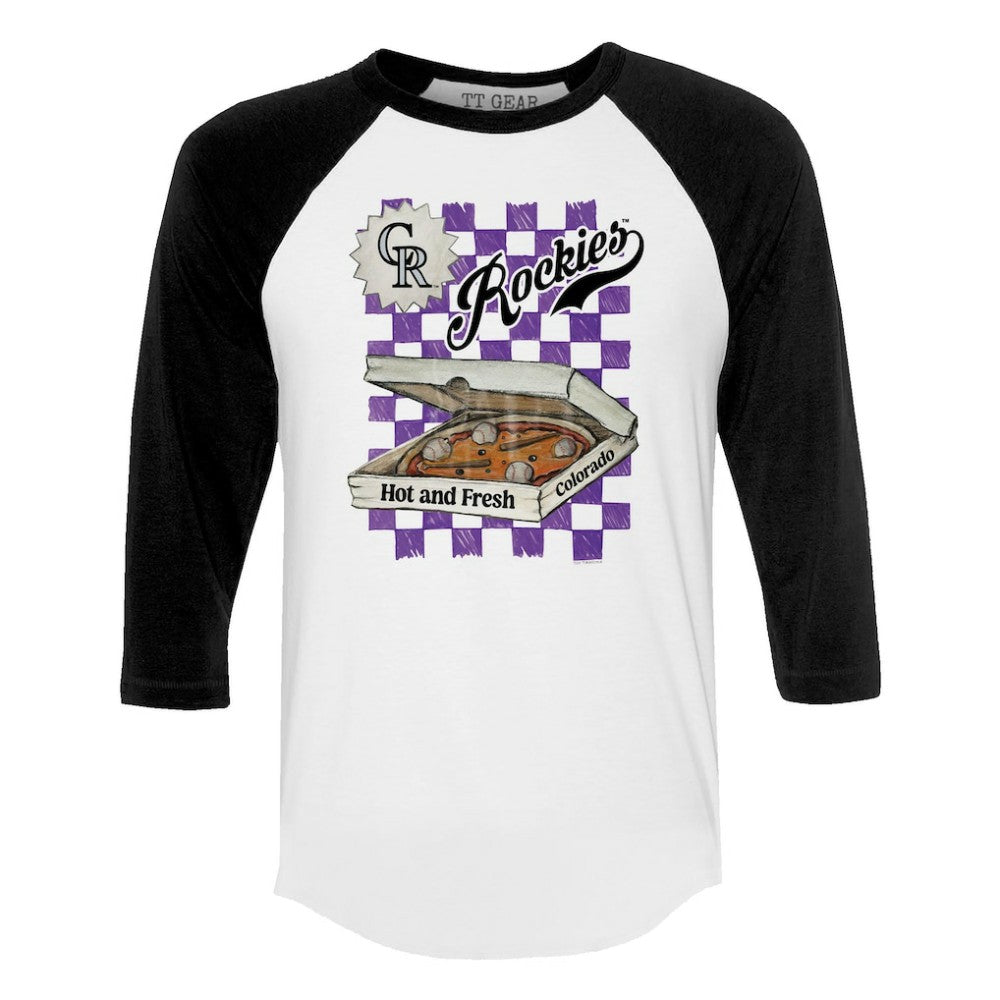 Colorado Rockies Tiny Turnip Women's Pizza 3/4-Sleeve Raglan Baseball T-Shirt - MLB