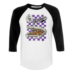 Colorado Rockies Tiny Turnip Women's Pizza 3/4-Sleeve Raglan Baseball T-Shirt - MLB