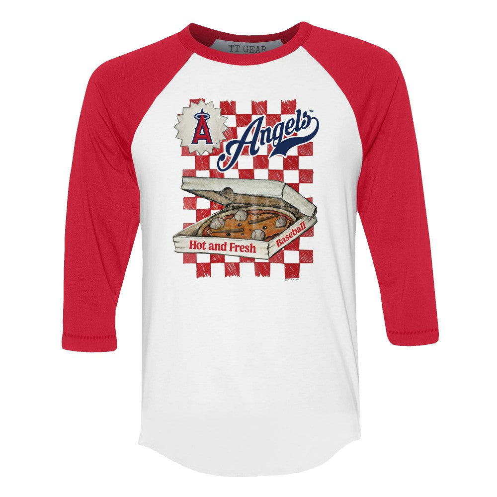 Los Angeles Angels Tiny Turnip Women's Pizza 3/4-Sleeve Raglan Baseball T-Shirt - MLB
