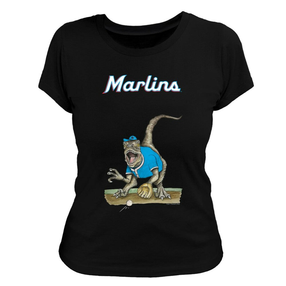 Miami Marlins Tiny Turnip Women's Velociraptor T-Shirt - MLB