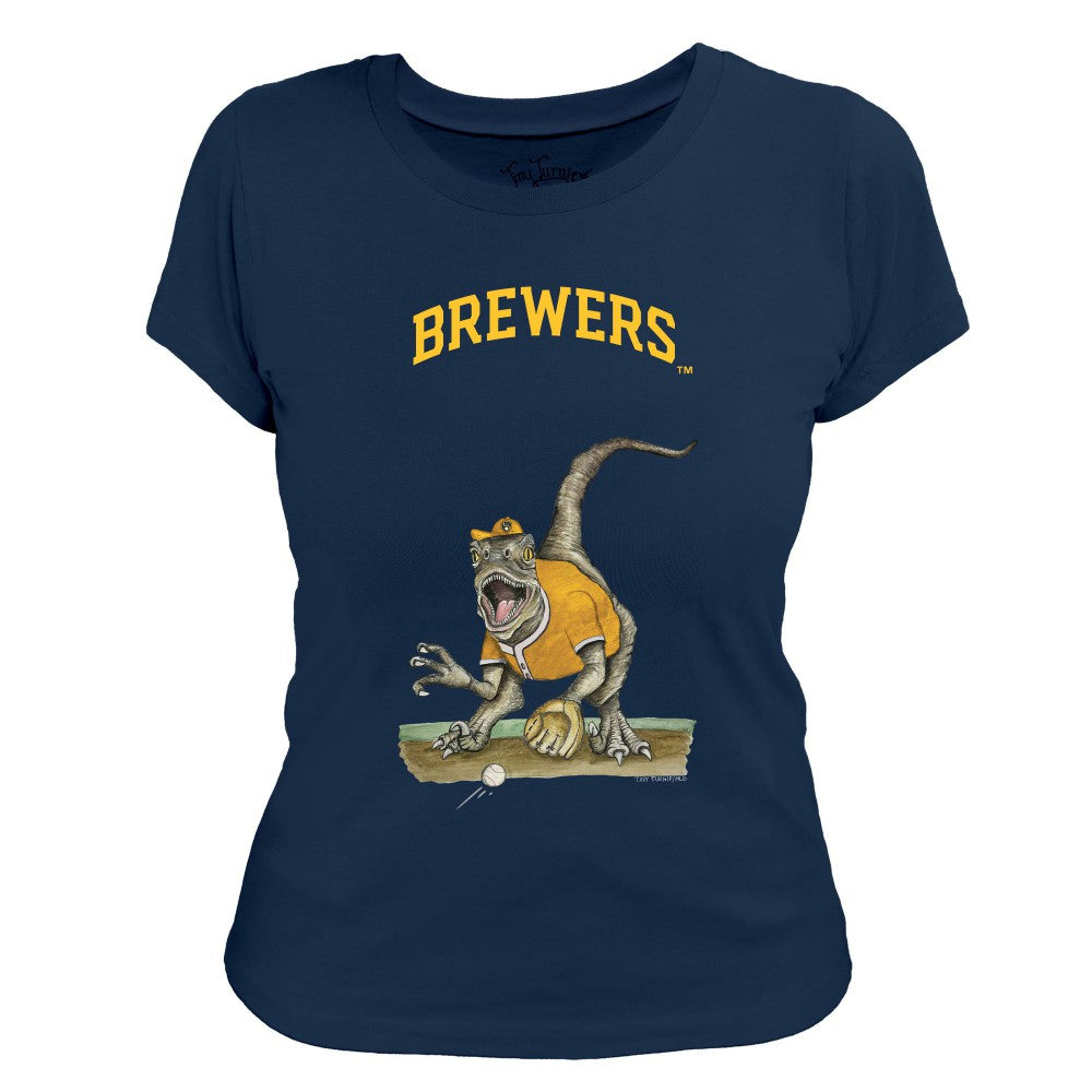 Milwaukee Brewers Tiny Turnip Women's Velociraptor T-Shirt - MLB