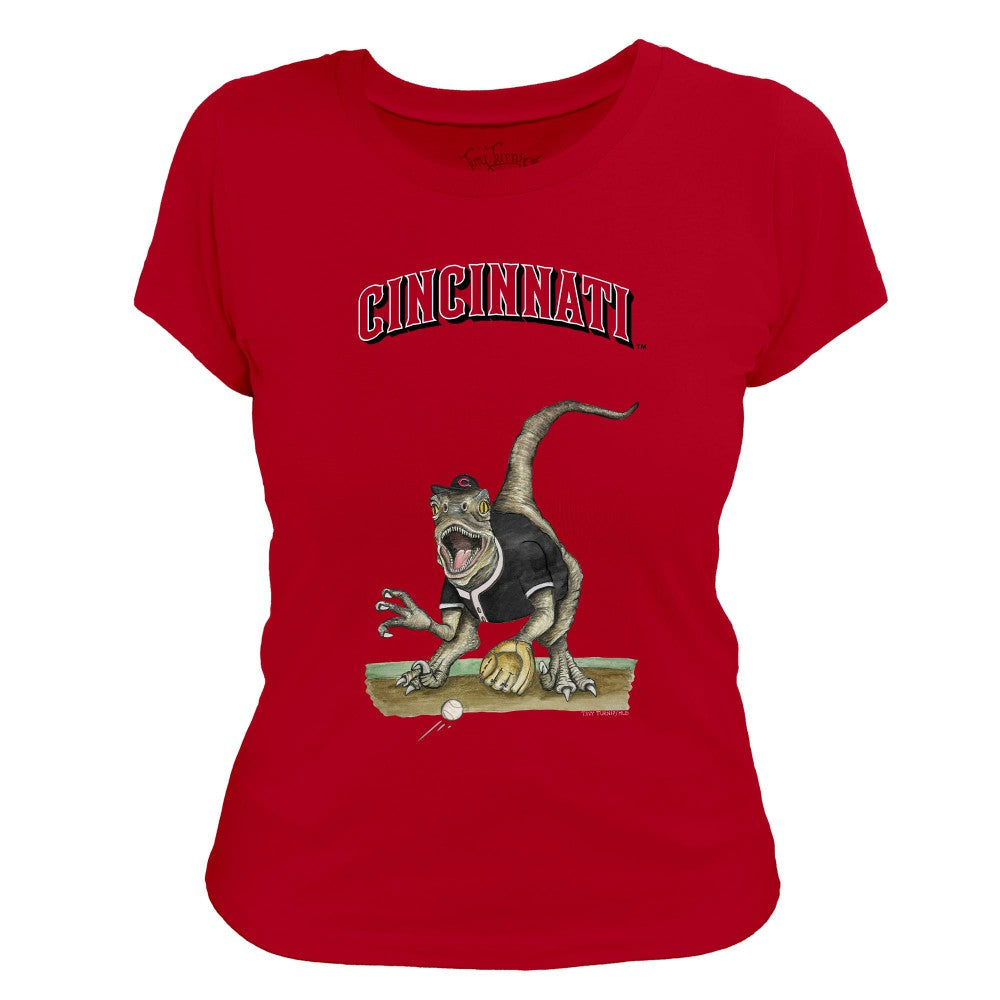 Cincinnati Reds Tiny Turnip Women's Velociraptor T-Shirt - MLB