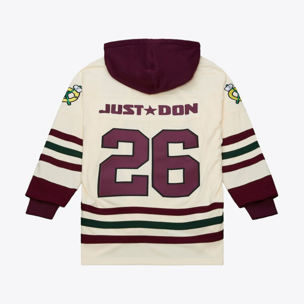 Chicago Blackhawks Mitchell & Ness x Just Don Jersey Hoodie - Cream - NHL