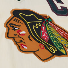 Chicago Blackhawks Mitchell & Ness x Just Don Jersey Hoodie - Cream - NHL