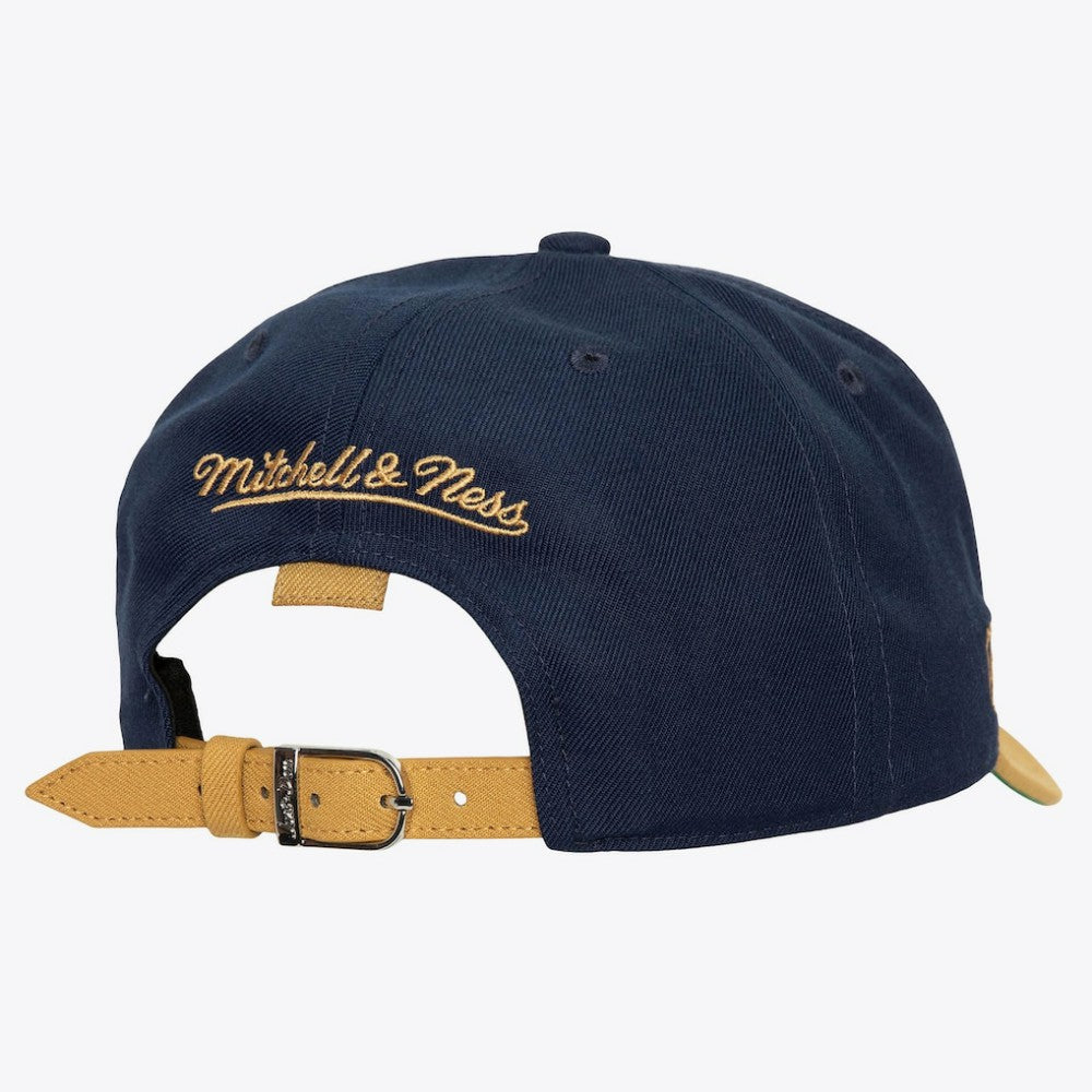 Pittsburgh Penguins Mitchell & Ness x Just Don Wave Script Pro Strapback Hat - Navy/Gold - NHL