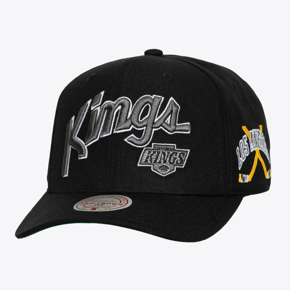 Los Angeles Kings Mitchell & Ness x Just Don Wave Script Pro Strapback Hat - Black - NHL