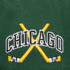Chicago Blackhawks Mitchell & Ness x Just Don Wave Script Pro Strapback Hat - Green/Black - NHL