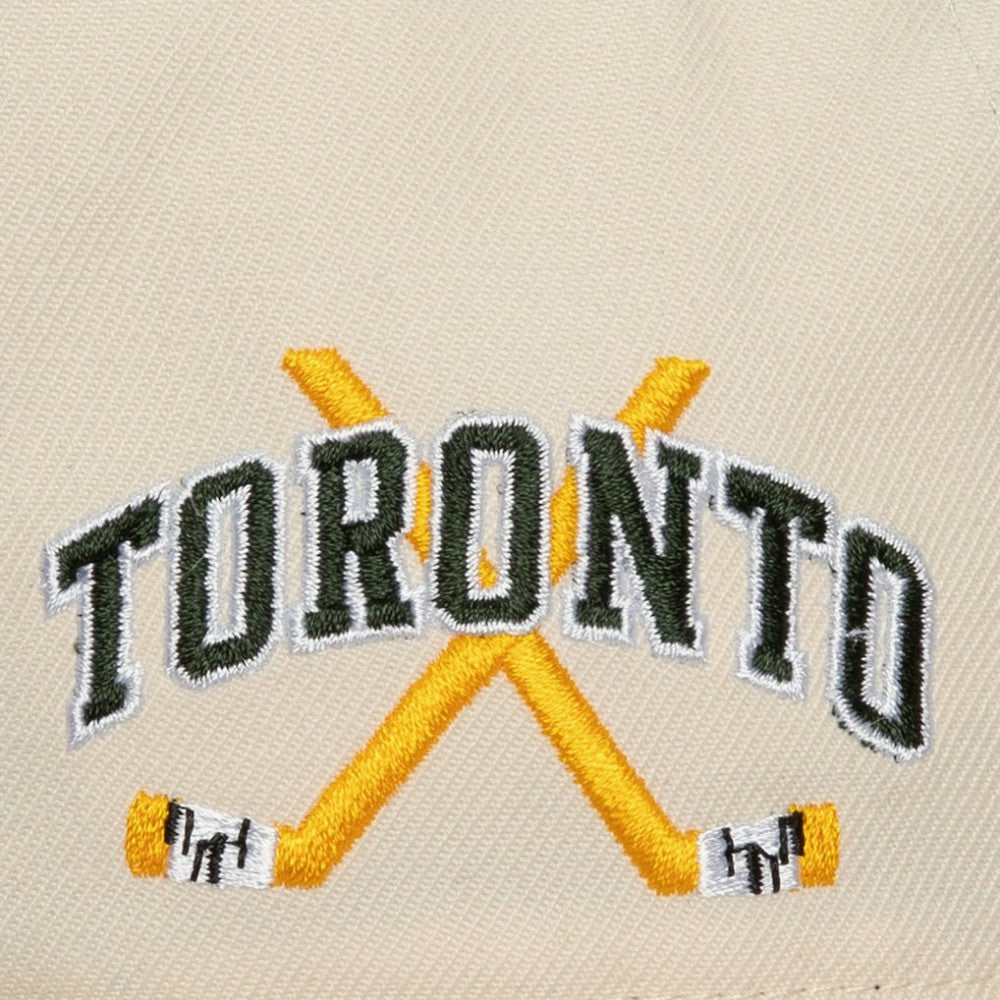 Toronto Maple Leafs Mitchell & Ness x Just Don Wave Script Pro Strapback Hat - Cream/Green - NHL