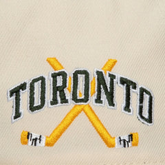 Toronto Maple Leafs Mitchell & Ness x Just Don Wave Script Pro Strapback Hat - Cream/Green - NHL