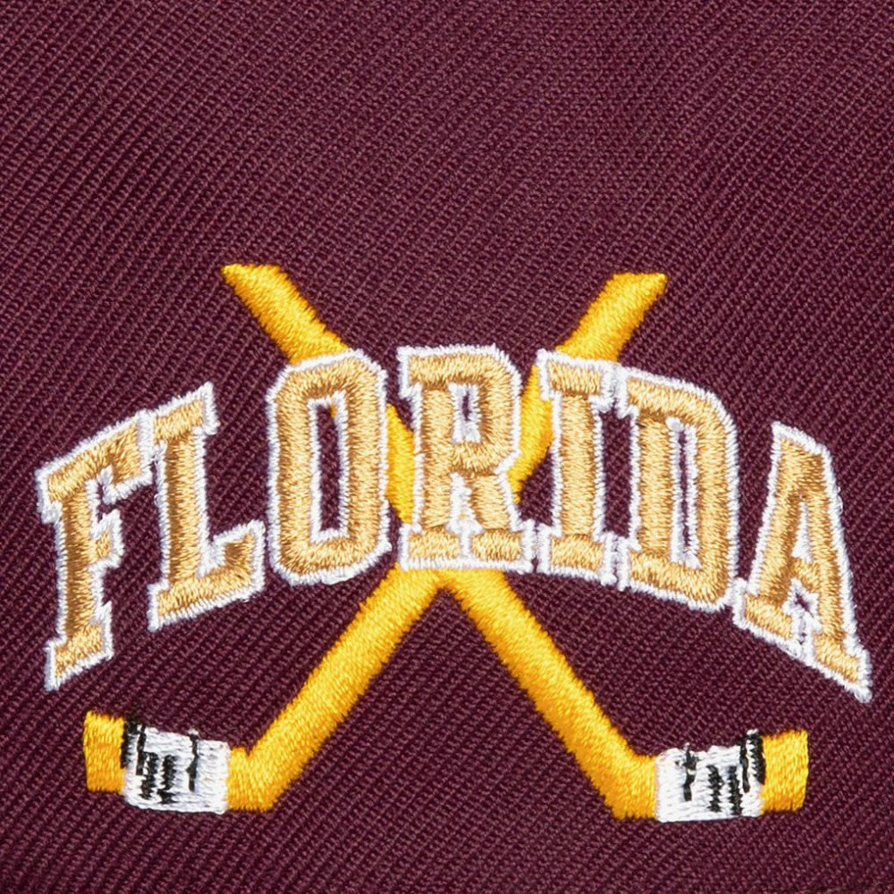 Florida Panthers Mitchell & Ness x Just Don Wave Script Pro Strapback Hat - Maroon - NHL