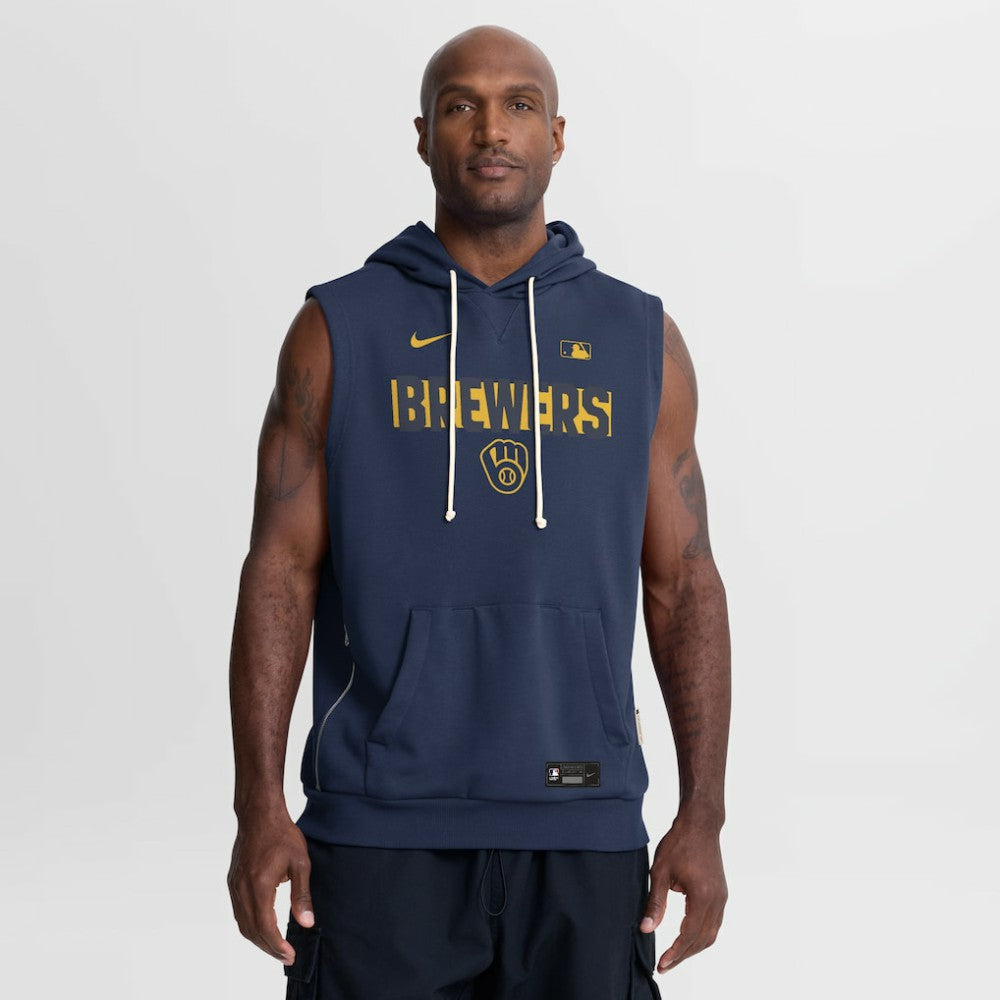 Milwaukee Brewers Nike Authentic Collection Standard Issue Dri-FIT Sleeveless Hoodie - MLB