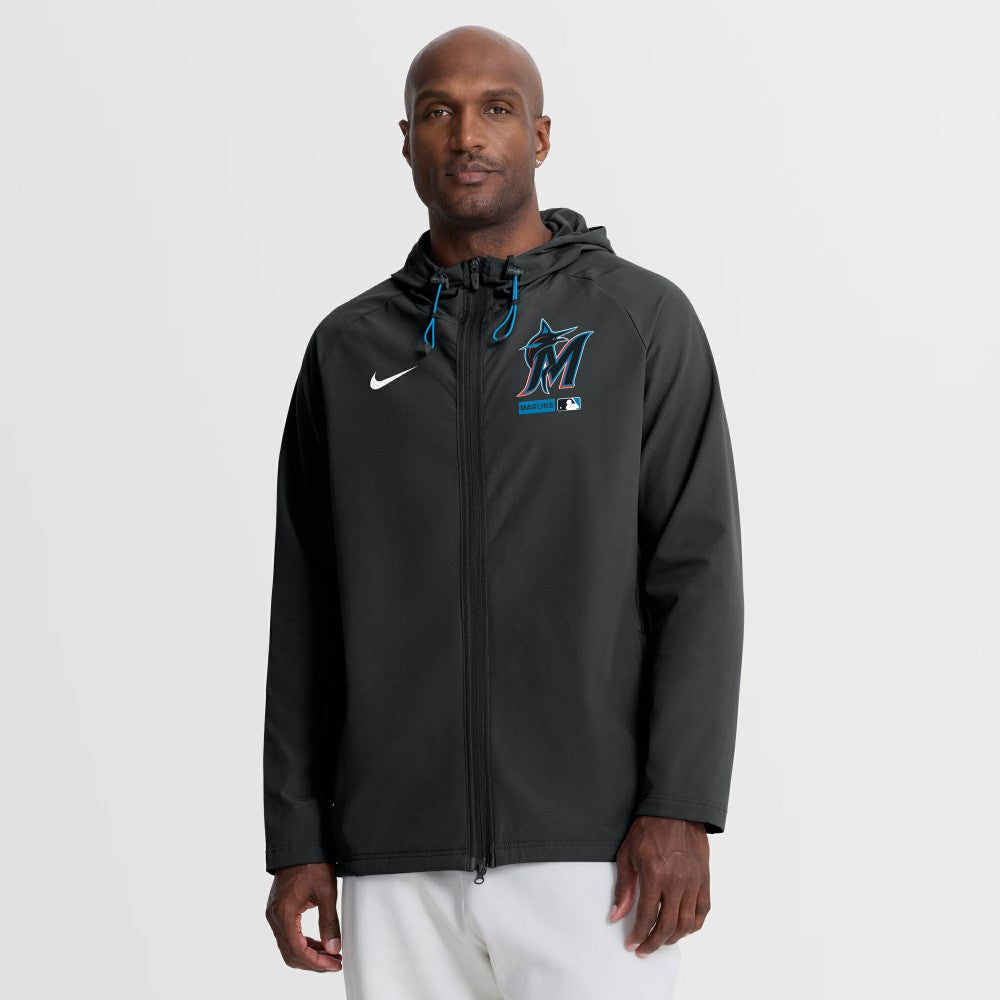 Miami Marlins Nike Authentic Collection Raglan Therma-FIT Full-Zip Hooded Jacket - MLB