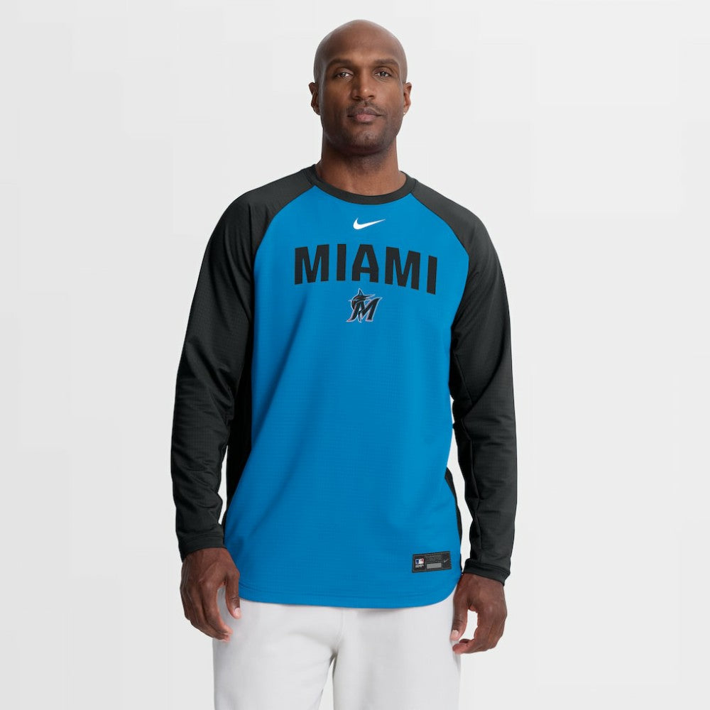 Miami Marlins Nike Authentic Collection Raglan Dri-FIT Sweatshirt - MLB