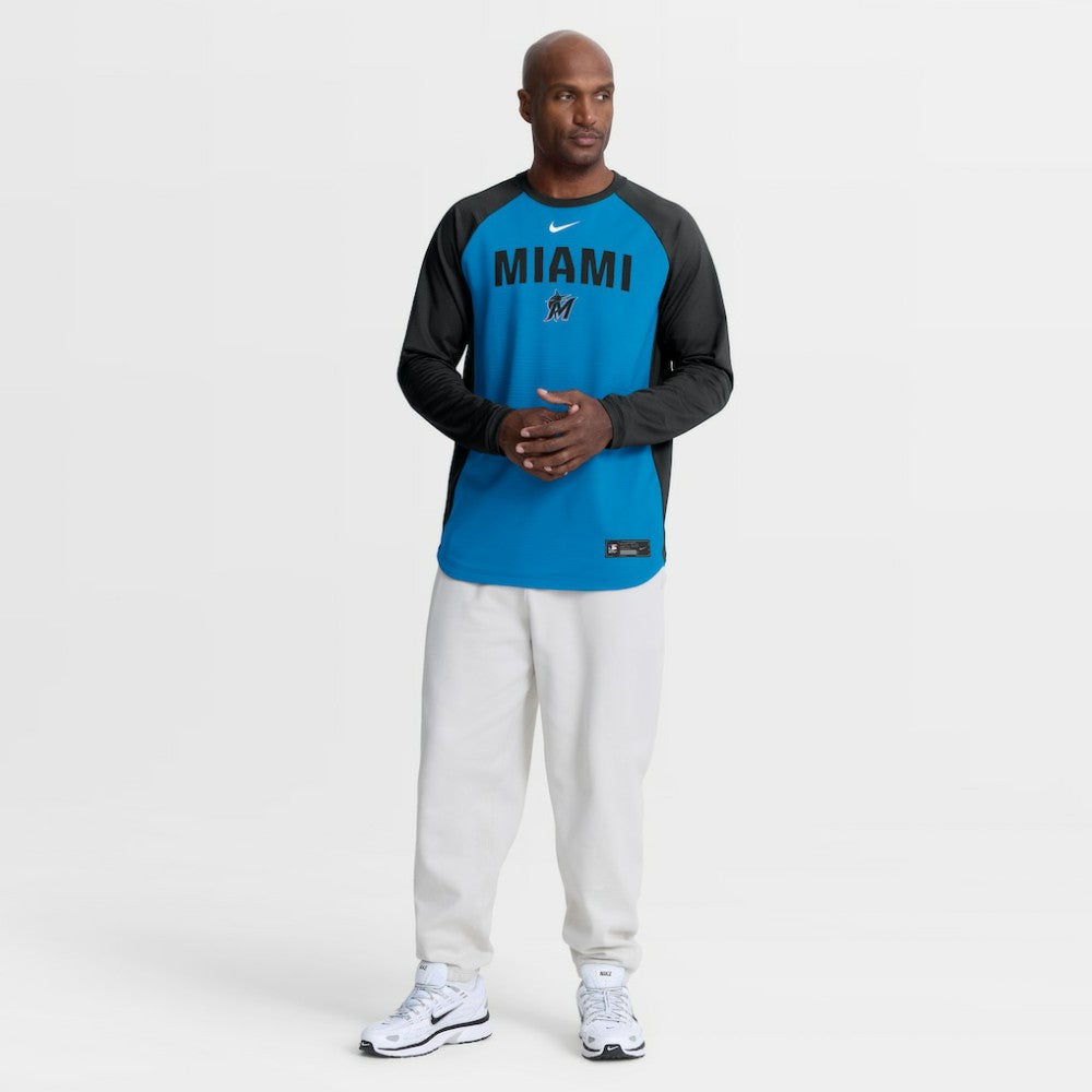 Miami Marlins Nike Authentic Collection Raglan Dri-FIT Sweatshirt - MLB