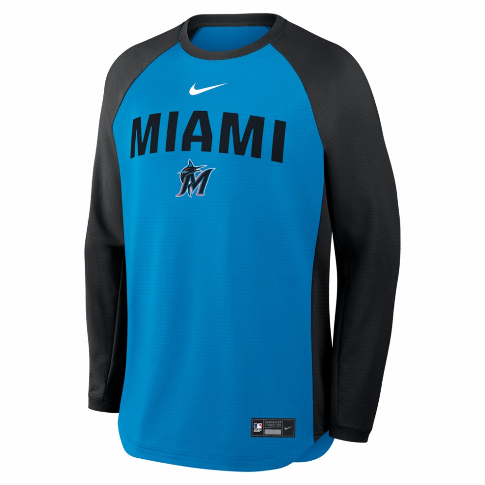 Miami Marlins Nike Authentic Collection Raglan Dri-FIT Sweatshirt - MLB