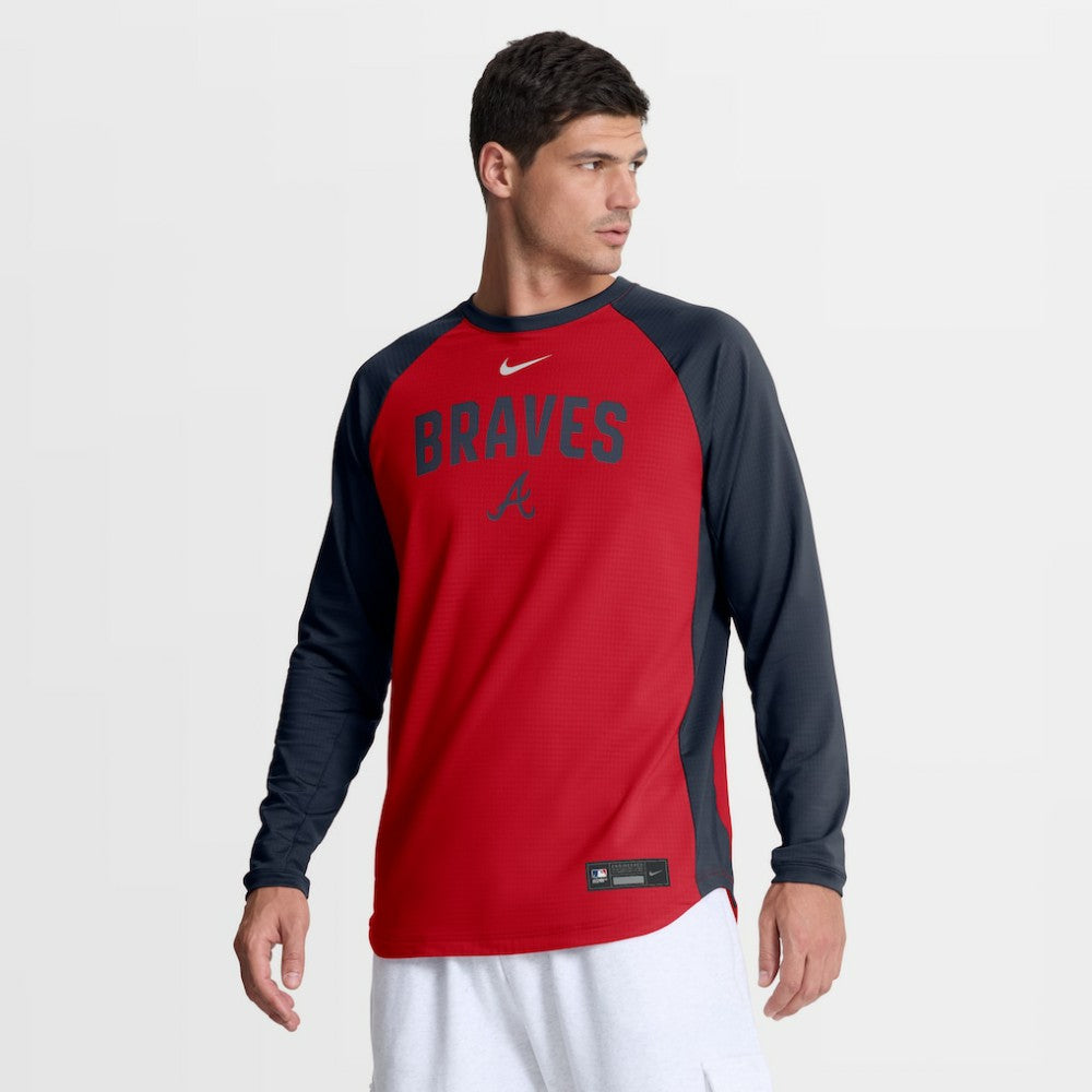 Atlanta Braves Nike Authentic Collection Raglan Dri-FIT Sweatshirt - MLB