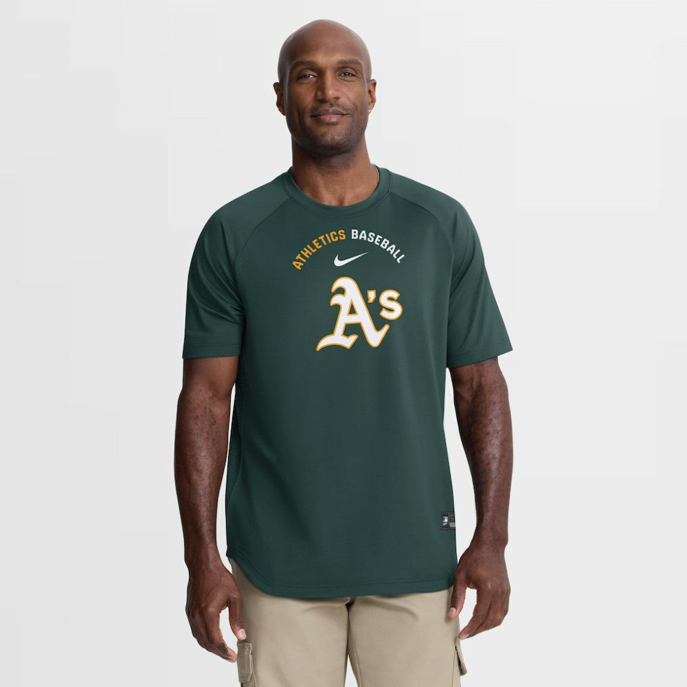 Athletics Nike Authentic Collection Batting Practice Pre-Game Raglan Dri-FIT Top - MLB