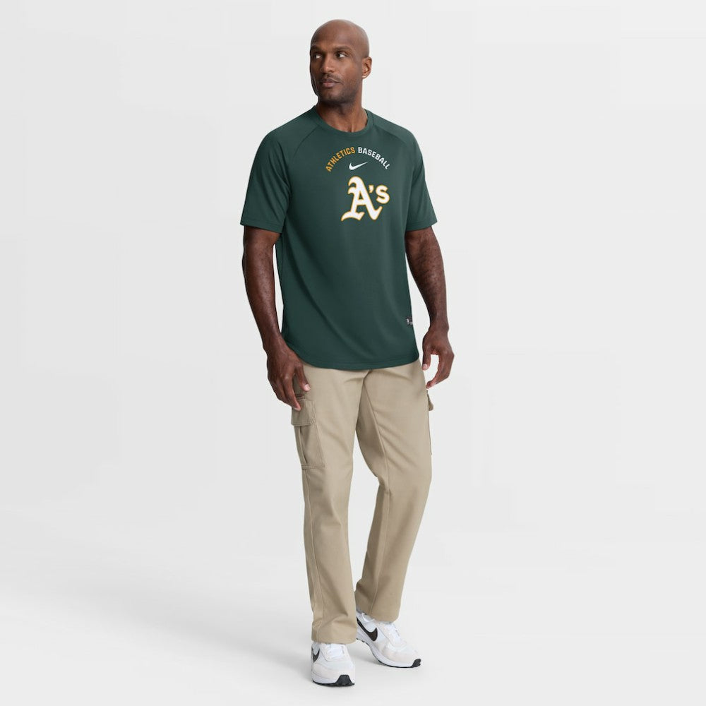 Athletics Nike Authentic Collection Batting Practice Pre-Game Raglan Dri-FIT Top - MLB