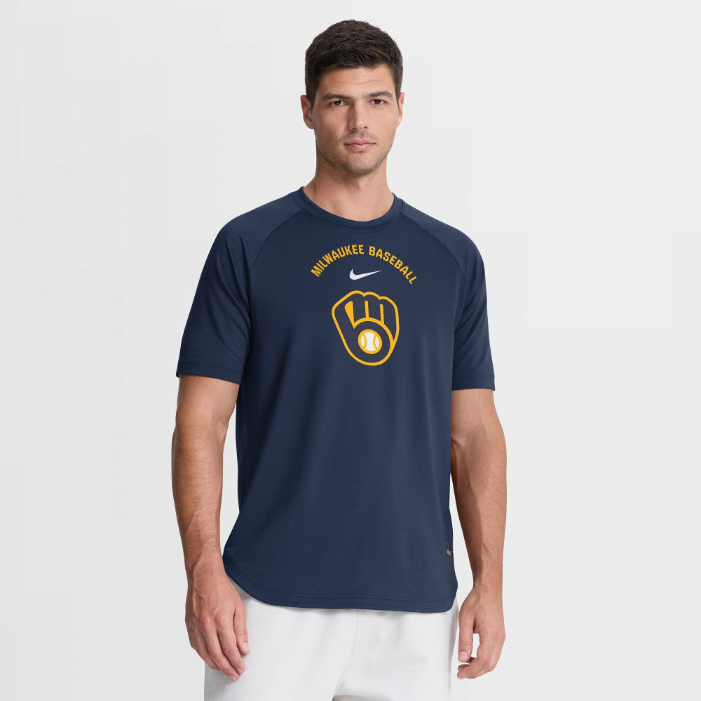 Milwaukee Brewers Nike Authentic Collection Batting Practice Pre-Game Raglan Dri-FIT Top - MLB