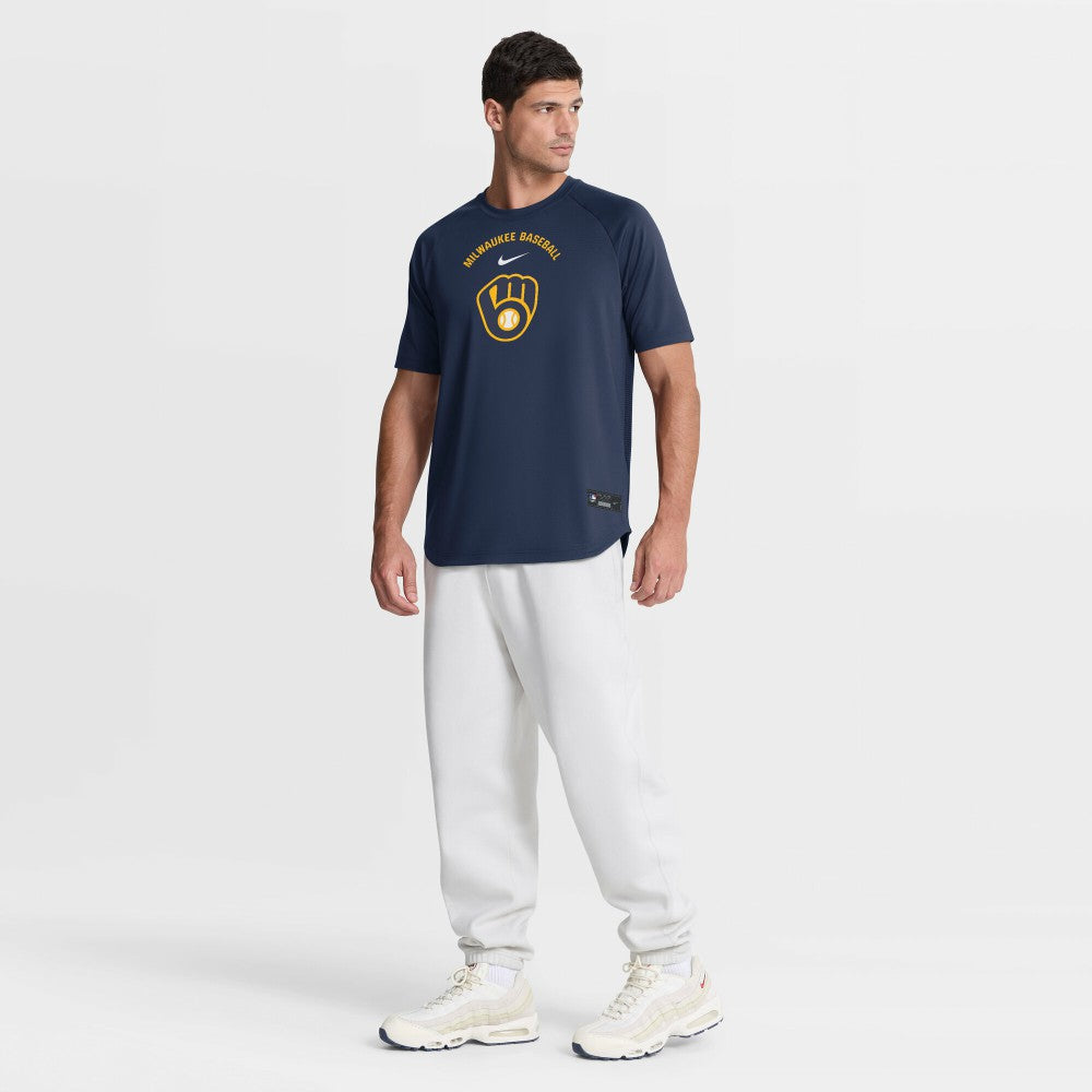Milwaukee Brewers Nike Authentic Collection Batting Practice Pre-Game Raglan Dri-FIT Top - MLB