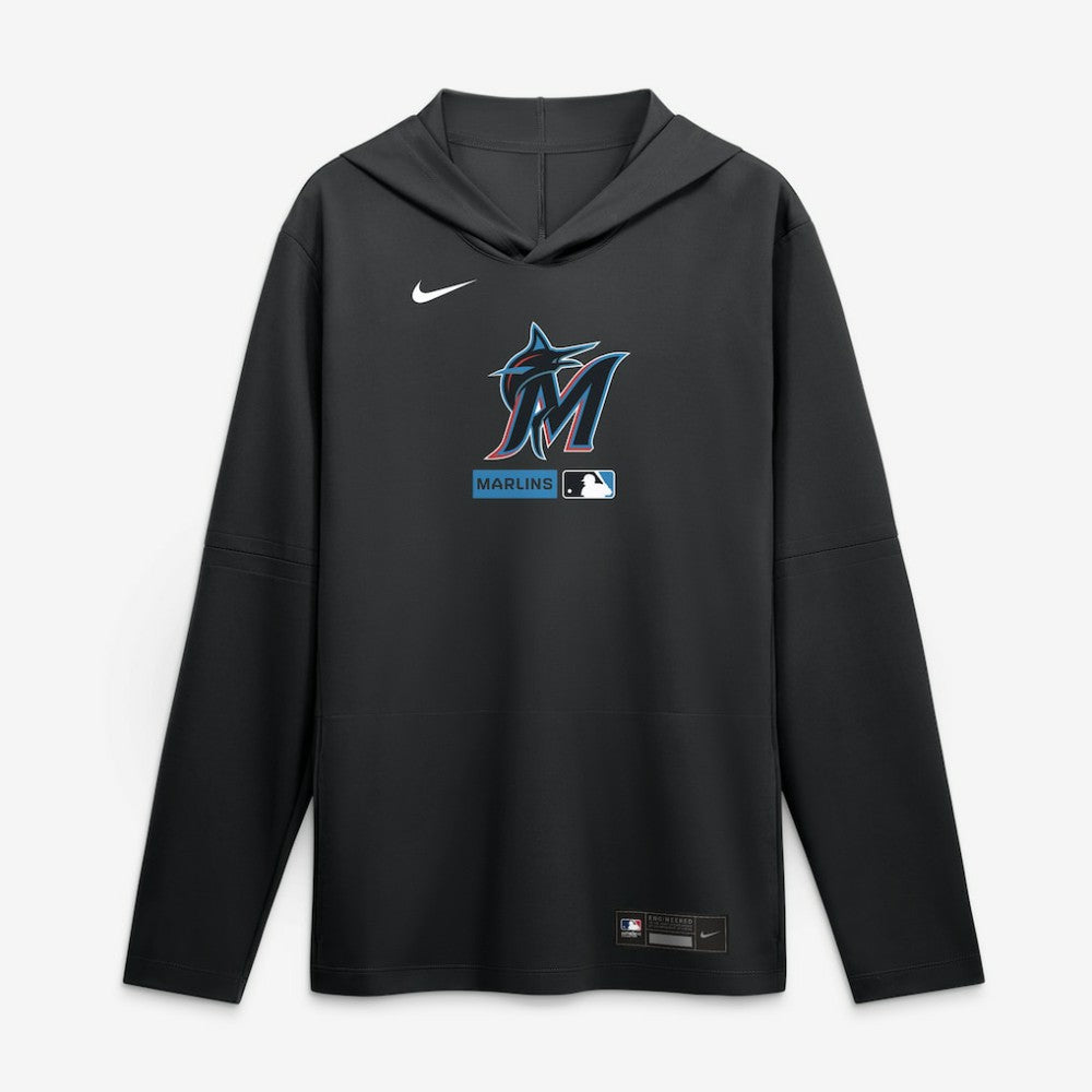 Miami Marlins Nike Authentic Collection Dri-FIT Long Sleeve Hooded T-Shirt - MLB