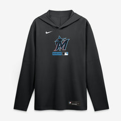 Miami Marlins Nike Authentic Collection Dri-FIT Long Sleeve Hooded T-Shirt - MLB