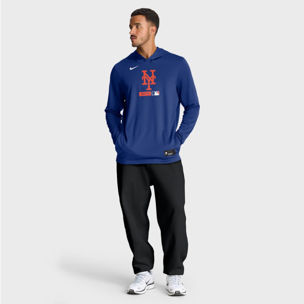New York Mets Nike Authentic Collection Dri-FIT Long Sleeve Hooded T-Shirt - MLB