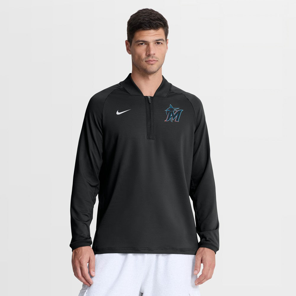 Miami Marlins Nike Authentic Collection Dri-FIT Raglan Half-Zip Pullover - MLB