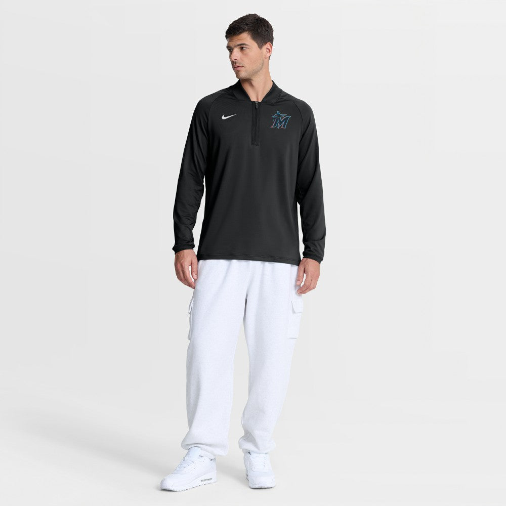Miami Marlins Nike Authentic Collection Dri-FIT Raglan Half-Zip Pullover - MLB