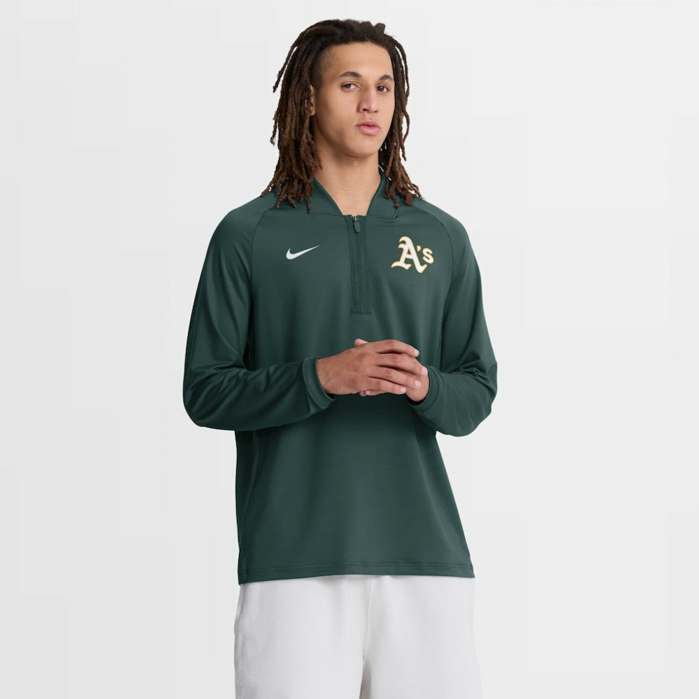 Athletics Nike Authentic Collection Dri-FIT Raglan Half-Zip Pullover - MLB
