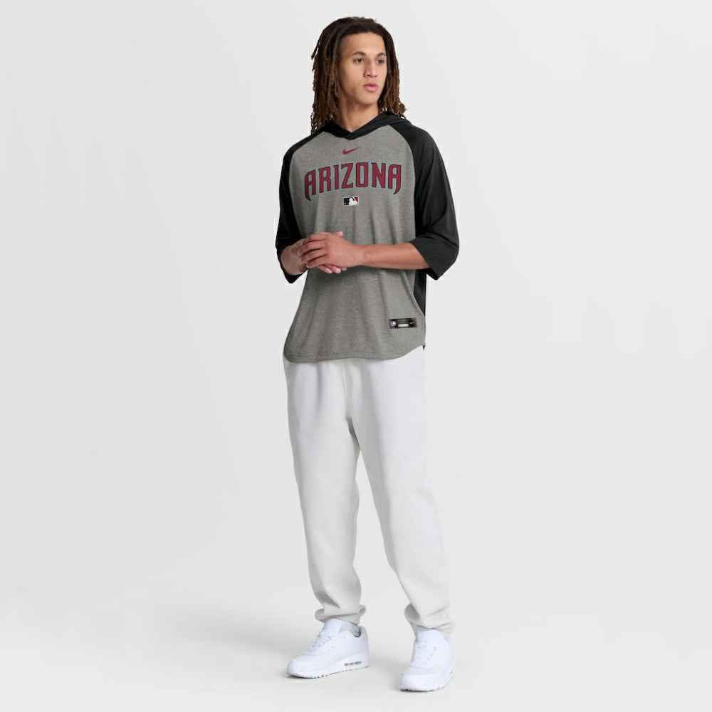 Arizona Diamondbacks Nike Authentic Collection Flux Dri-FIT Raglan 3/4-Sleeve Hooded T-Shirt - MLB