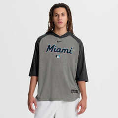 Miami Marlins Nike Authentic Collection Flux Dri-FIT Raglan 3/4-Sleeve Hooded T-Shirt - MLB