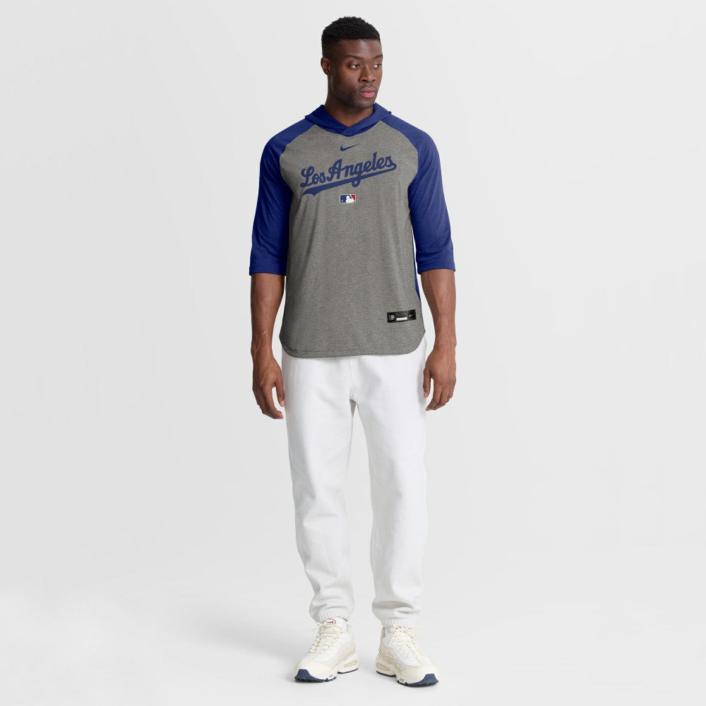 Los Angeles Dodgers Nike Authentic Collection Flux Dri-FIT Raglan 3/4-Sleeve Hooded T-Shirt - MLB