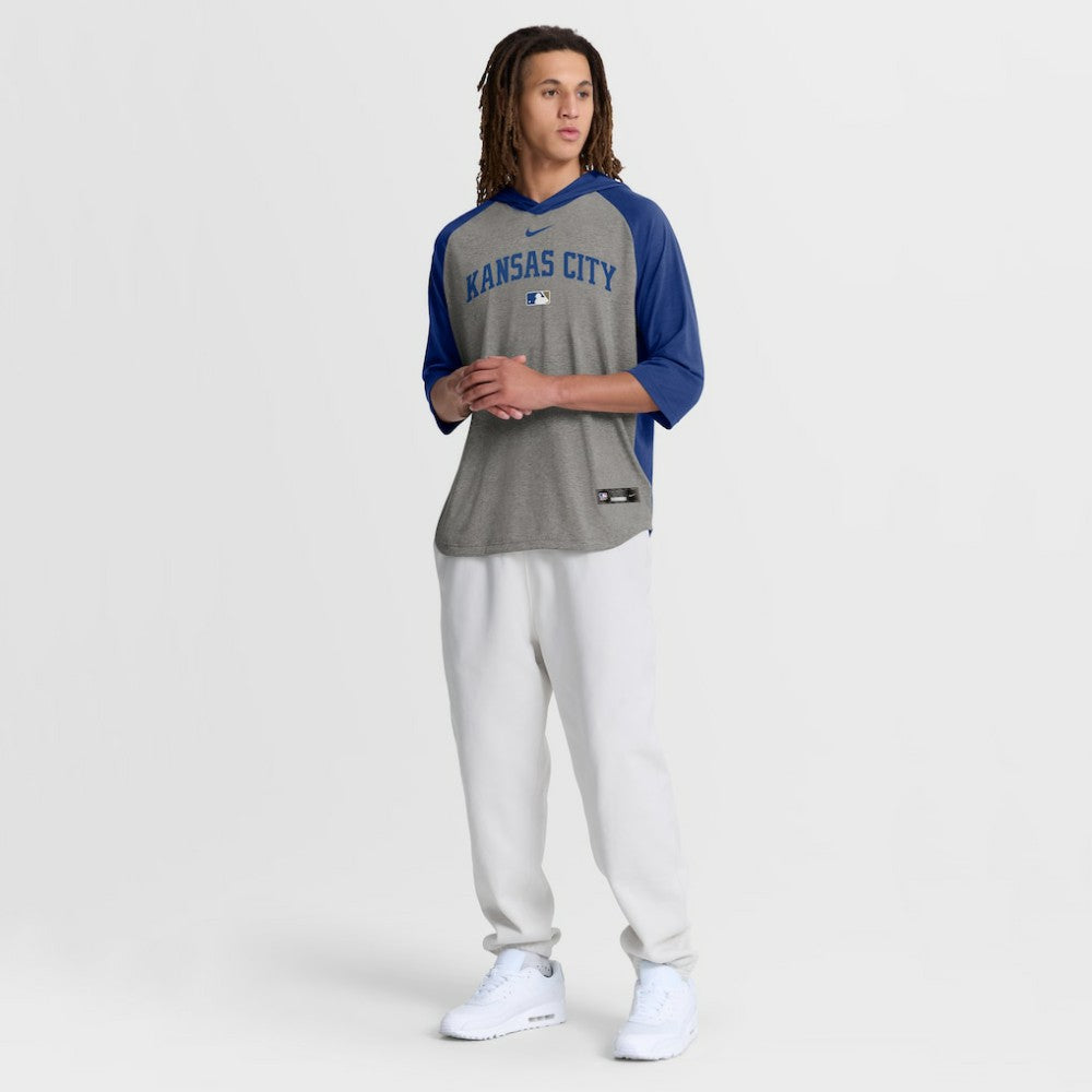 Kansas City Royals Nike Authentic Collection Flux Dri-FIT Raglan 3/4-Sleeve Hooded T-Shirt - MLB