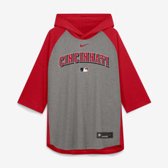Cincinnati Reds Nike Authentic Collection Flux Dri-FIT Raglan 3/4-Sleeve Hooded T-Shirt - MLB