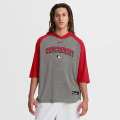 Cincinnati Reds Nike Authentic Collection Flux Dri-FIT Raglan 3/4-Sleeve Hooded T-Shirt - MLB