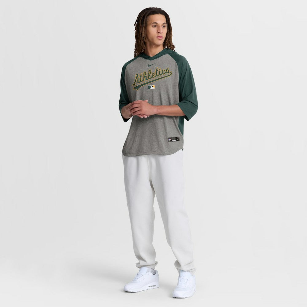 Athletics Nike Authentic Collection Flux Dri-FIT Raglan 3/4-Sleeve Hooded T-Shirt - MLB